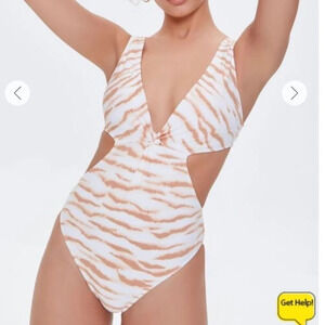 Forever 21 Tiger Striped One Piece Cutout Swimsuit​​​​​​​​​​